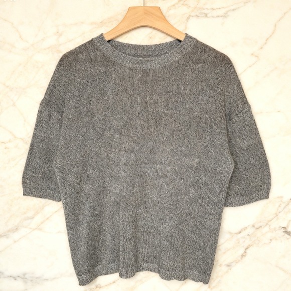 MS Didion Japanese Brand Mens Flax (Linen)‎ Sweater Short Sleeve Beige Medium